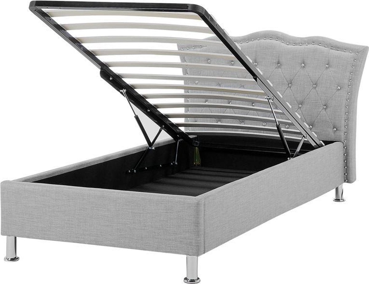 Beliani METZ - Eenpersoonsbed - grijs - polyester