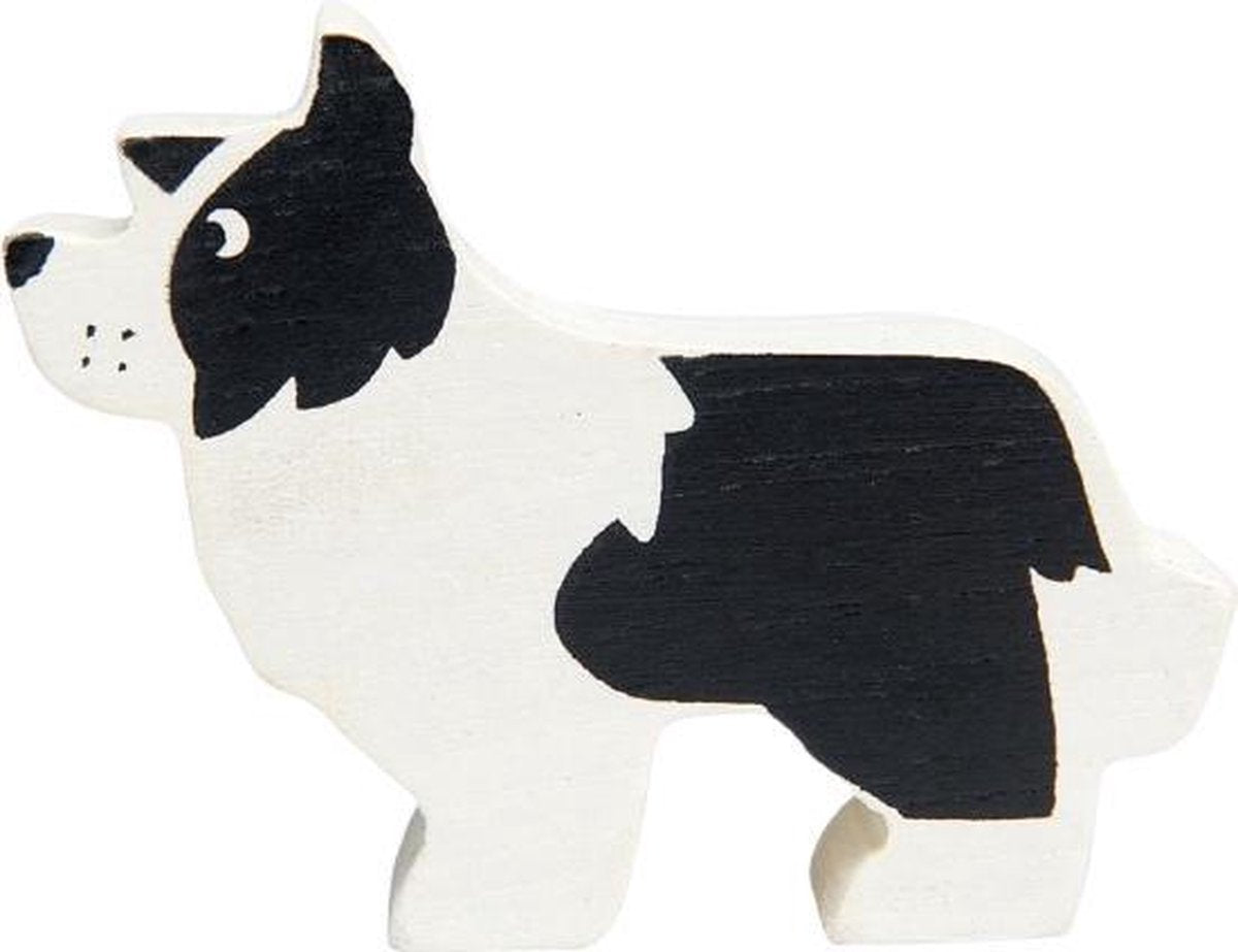 Tender Leaf Toys Hond 6 Cm Hout Zwart/wit