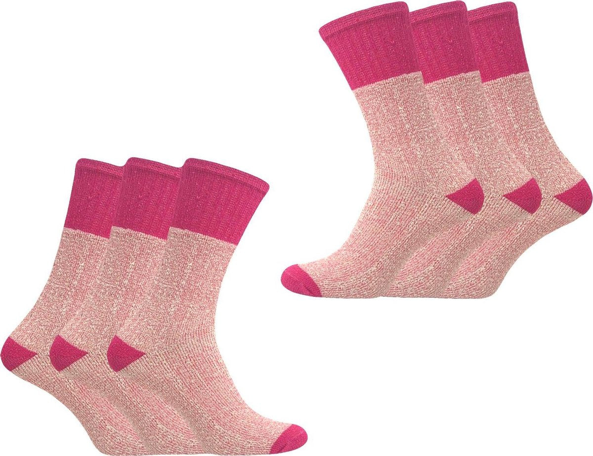 Classinn® "Trango" Dames Thermosokken - eenmaat 36 - 41 - Pink - 6 paar