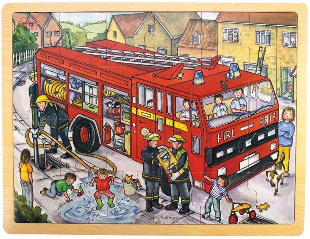 Bigjigs 24 Piece Puzzle Tray - Fire Engine