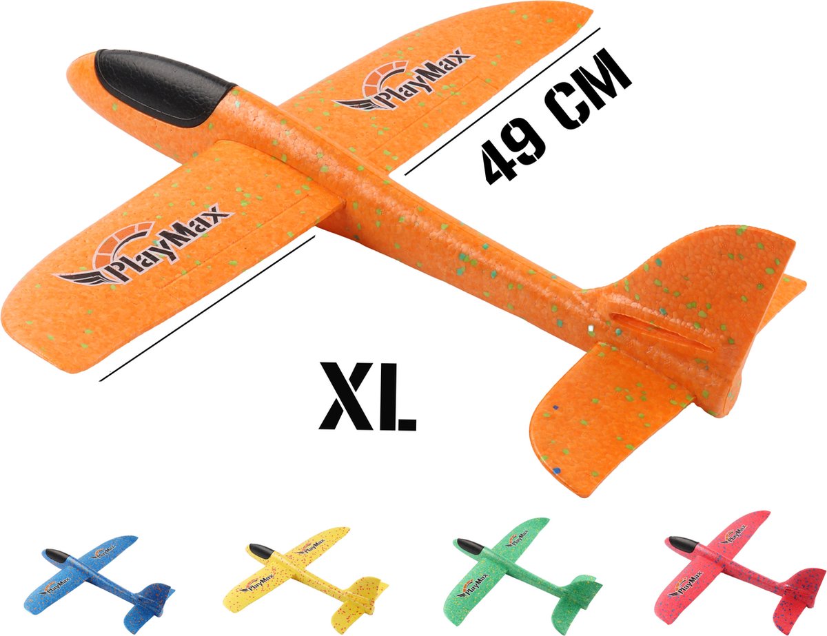 Kinder Foam Vliegtuig - Oranje - XL - Strandspeelgoed Kinderen  - Buitenspelen - Educatief Speelgoed - Van 5 t/m 14 jaar -  Playmax