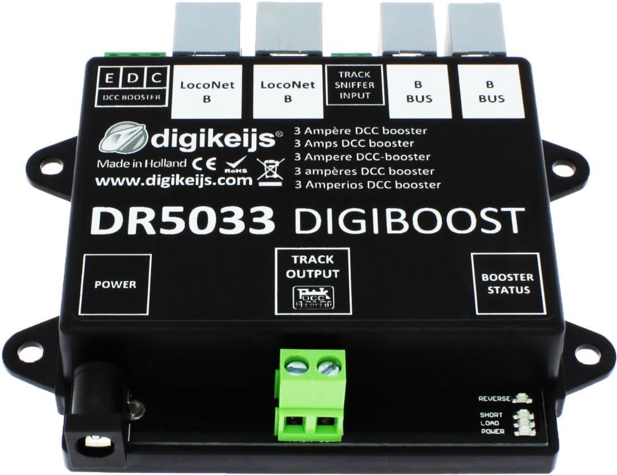 DR5033-ADJ DCC Booster 3 Ampère met Voeding