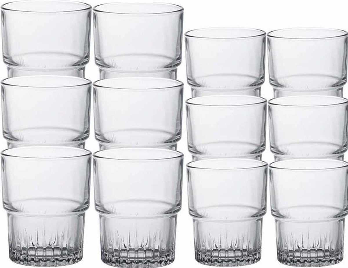Koffie/espresso glazen Empilable set transparant 160/200 ml - 24-delig - Whiskey glazen van glas