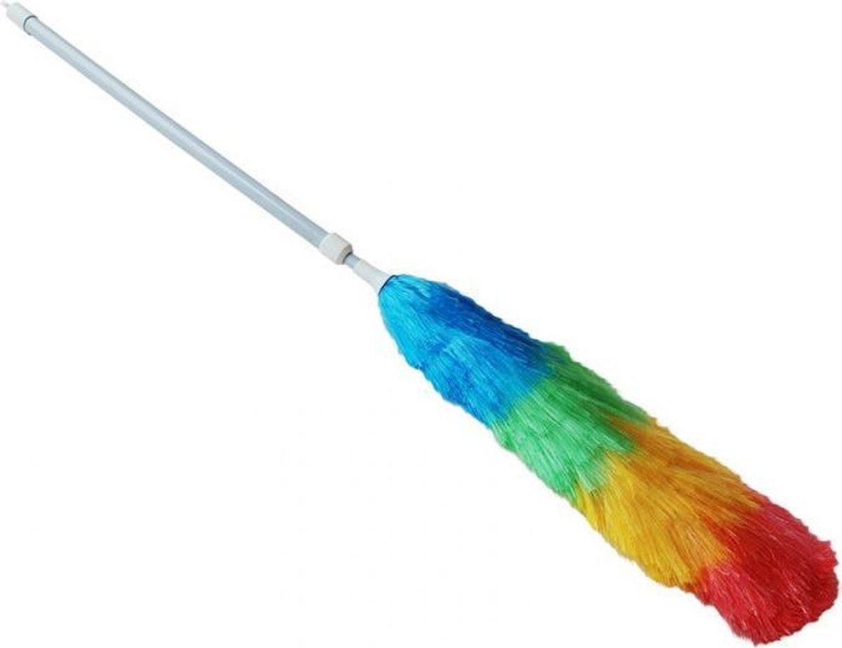 Plumeau regenboog met telescoopsteel 120 cm