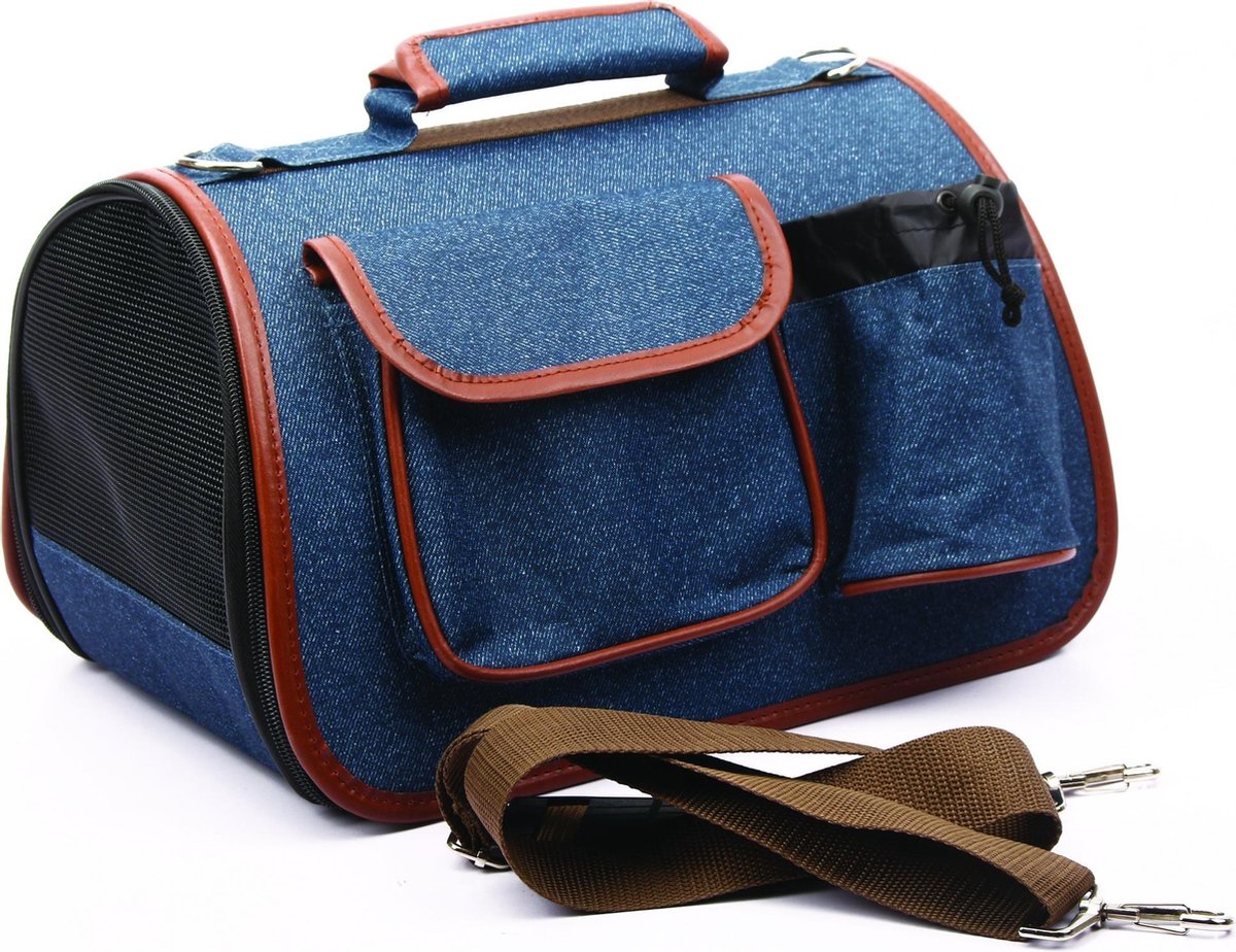 M-pets Draagtas Hond 35 X 23 X 21 Cm Polyester Blauw/bruin