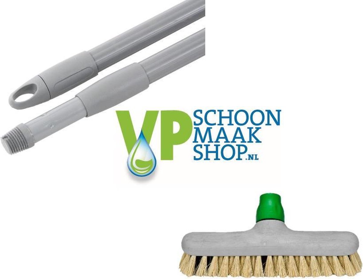 Schrobber met telescoop steel / luiwagen tampico met telescoopsteel uitschuifbaar Anker Borstel