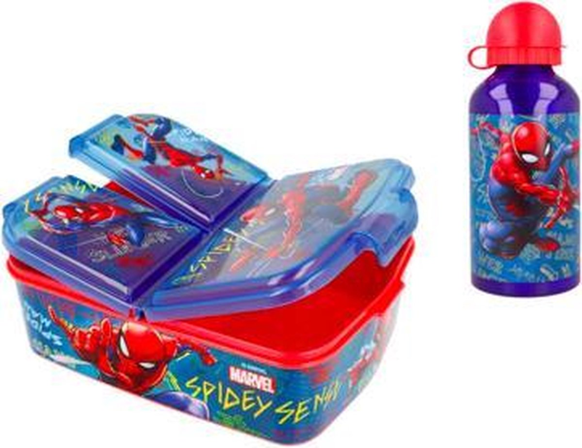 Spiderman 3 vak brooddoos + aluminium grote drinkfles - 500 ml