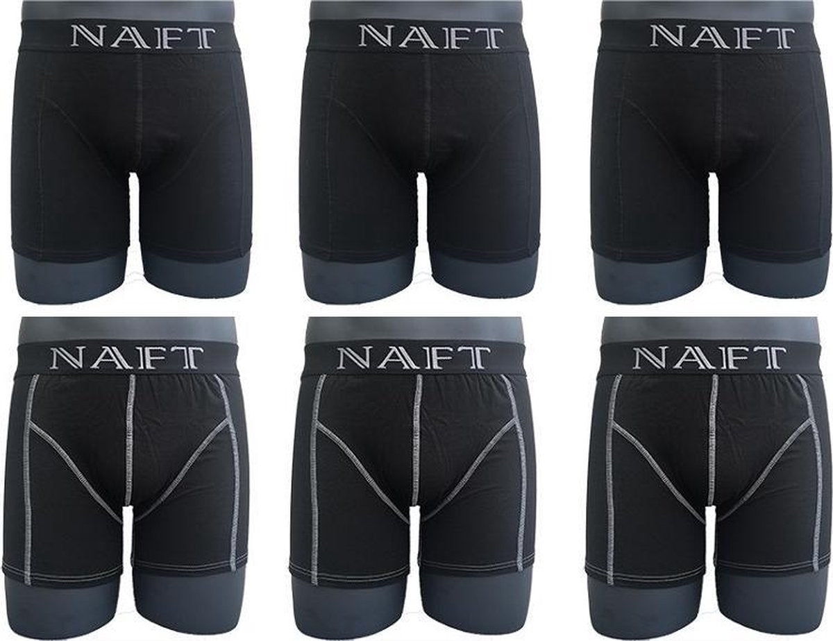 6 stuks katoenen NAFT zwarte boxershorts maat M