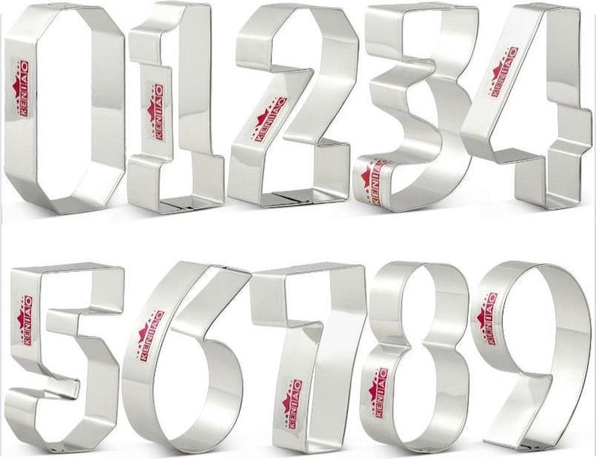 Cookie cutters met Cijfers - Set grote Uitsteekvormen met getallen voor fondant en koekjesdeeg
