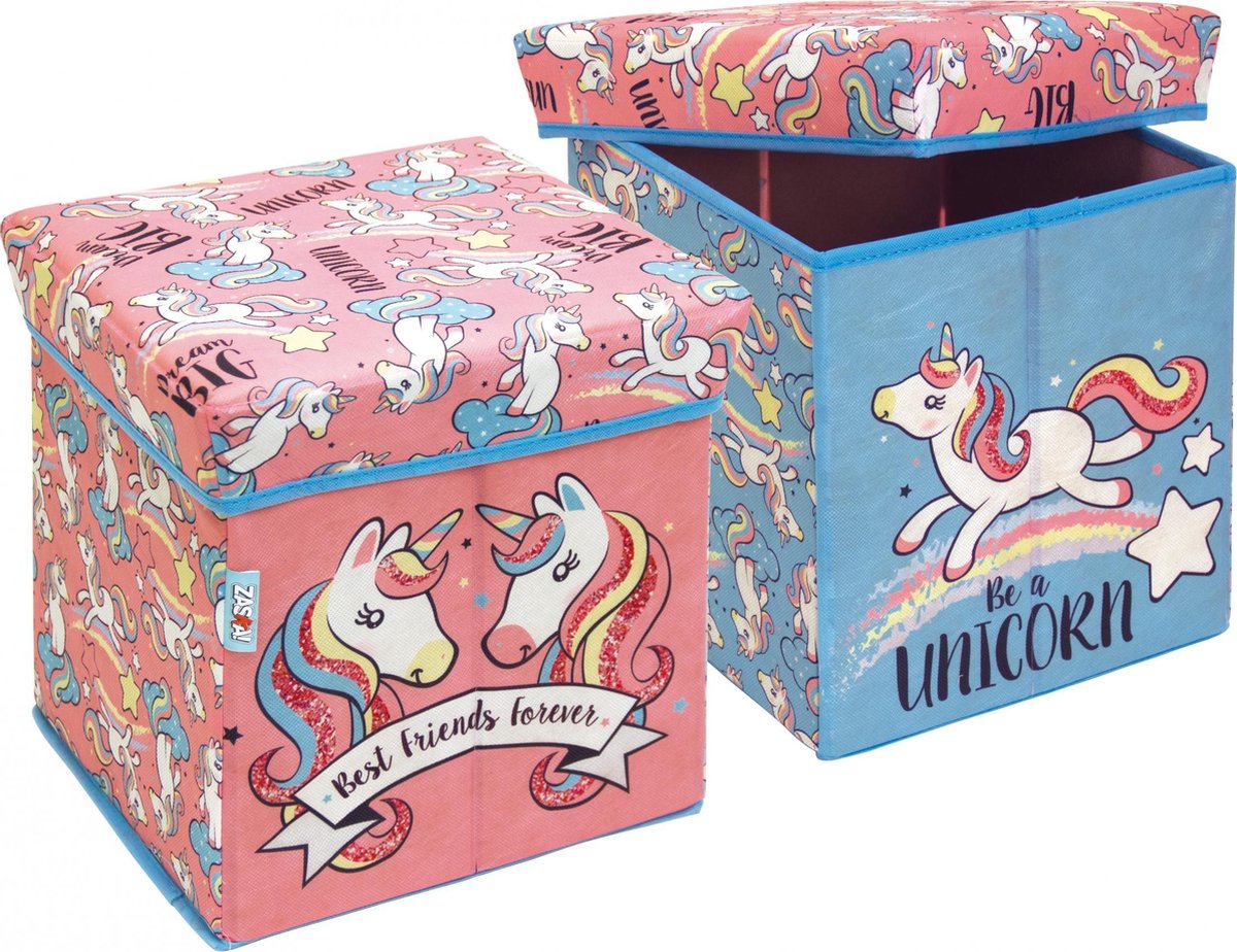 Arditex Opbergpoef Unicorn 30 Cm Polyester Roze/blauw 2 Stuks