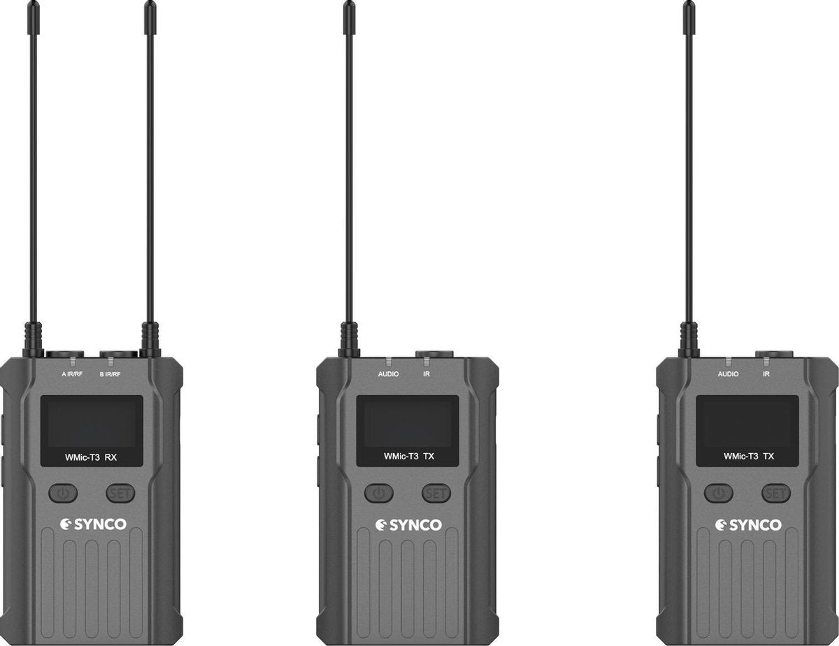 Synco Audio – WMic-T3 – Draadloze Lavalier Microfoonset – Met 2 Zenders
