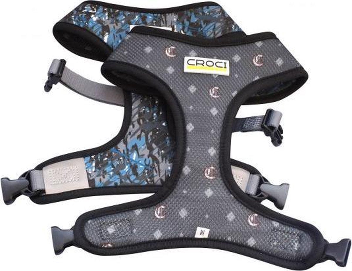 Croci tuig voor hond jackson tweezijdig blauw / grijs 42-55 cm