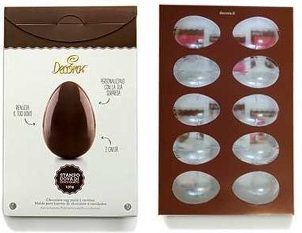 Chocolade mal 10 halve eieren 60x42mm Decora