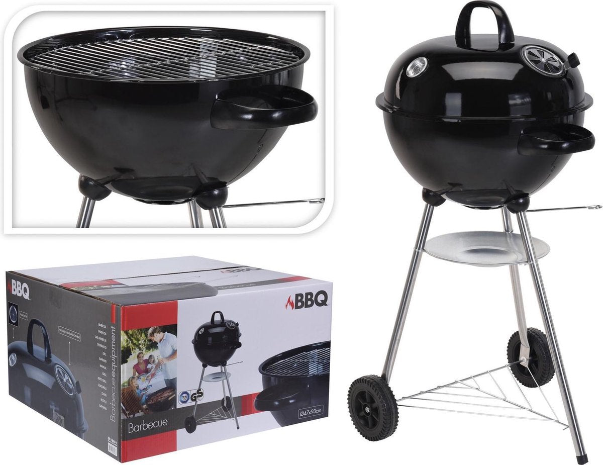 Ronde Houskoolbarbeceu | BBQ met Thermometer & Ventilatierooster