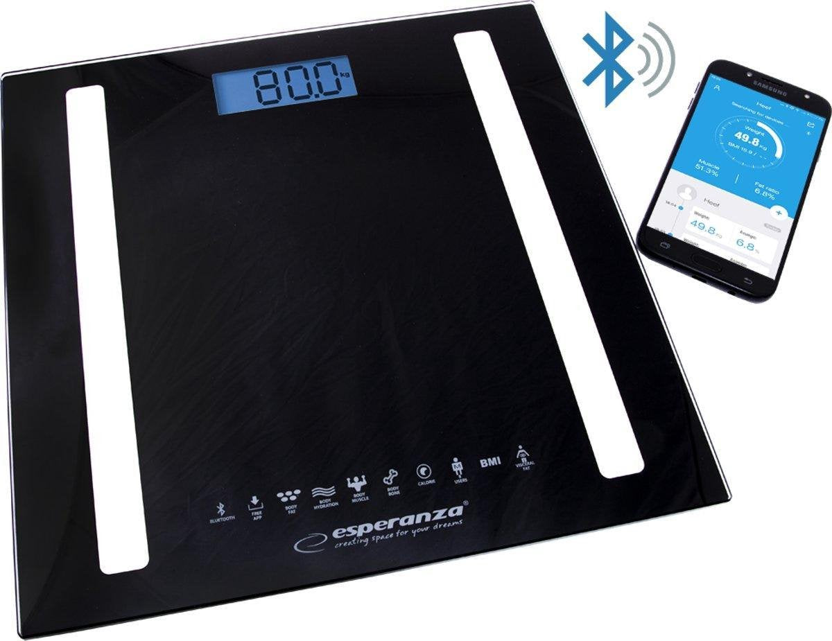 Esperanza 8in1 Bluetooth Personen Weegschaal met App – Lichaamsanalyse BMI
