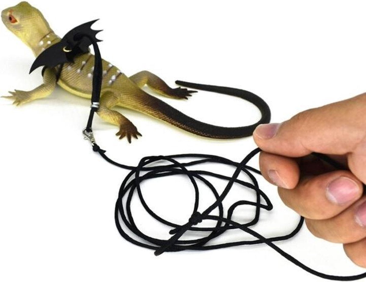 Dierplezier - Wandeltuigje reptiel - Leiband reptiel - S - Hamster wandelleiband - Tuigje met klittenband - Tuigje wandelen met belletje en vleugels - Harnas voor retielen - Gareel voor reptiel