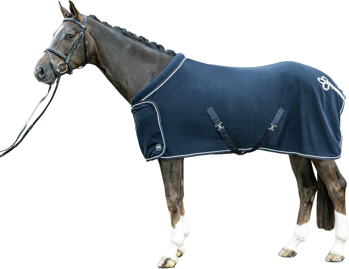 Fleecedeken met kraag donkerblauw 185