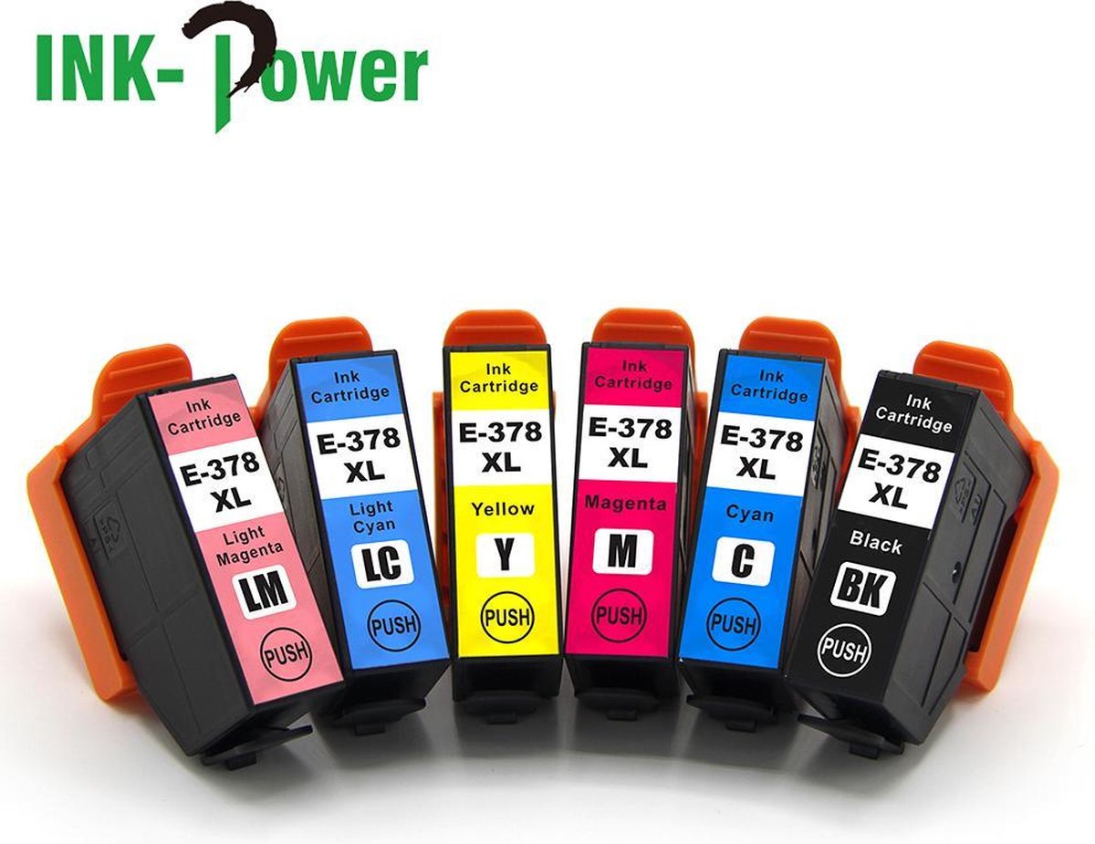 Inktcartridge voor Epson 378XL - Multipack van 6 stuks - Met Chip - Epson 378 - Voor Printers: Epson Expression Photo XP-8500 - XP-8505 - XP-8600 - XP-8605 - XP-8606