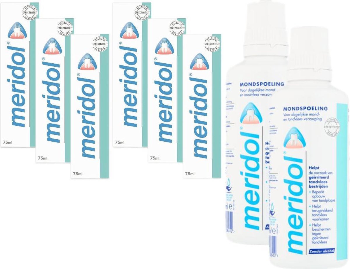 MERIDOL - Voordeelverpakking - 6 x 75 ml Meridol Tandpasta & 2 x 400 ml Meridol Mondspoeling