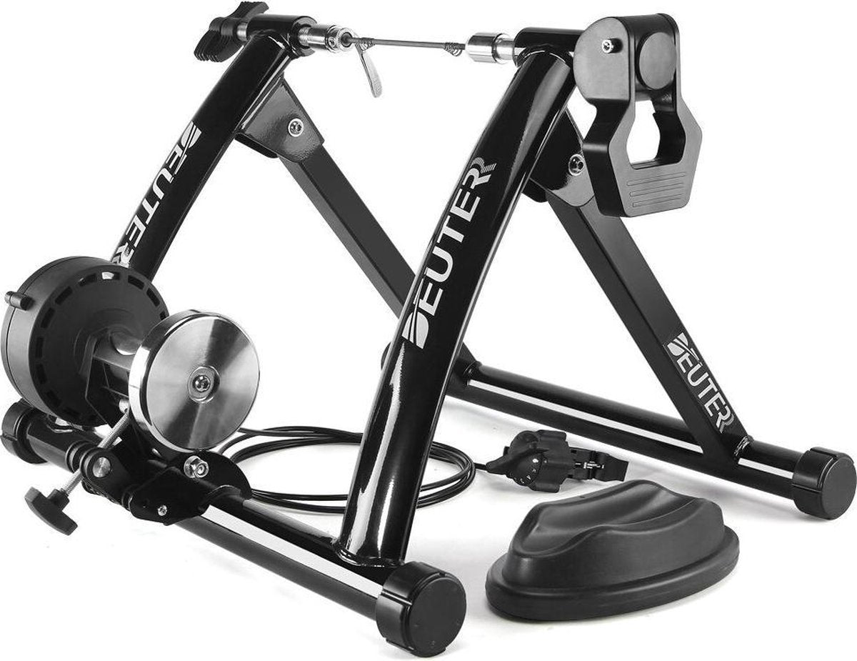 Fietstrainer met 6 niveaus - Opvouwbare Rollenbank - Hometrainer Fit Bike - Fietstraining - Zwart - Gratis voorwielsteun
