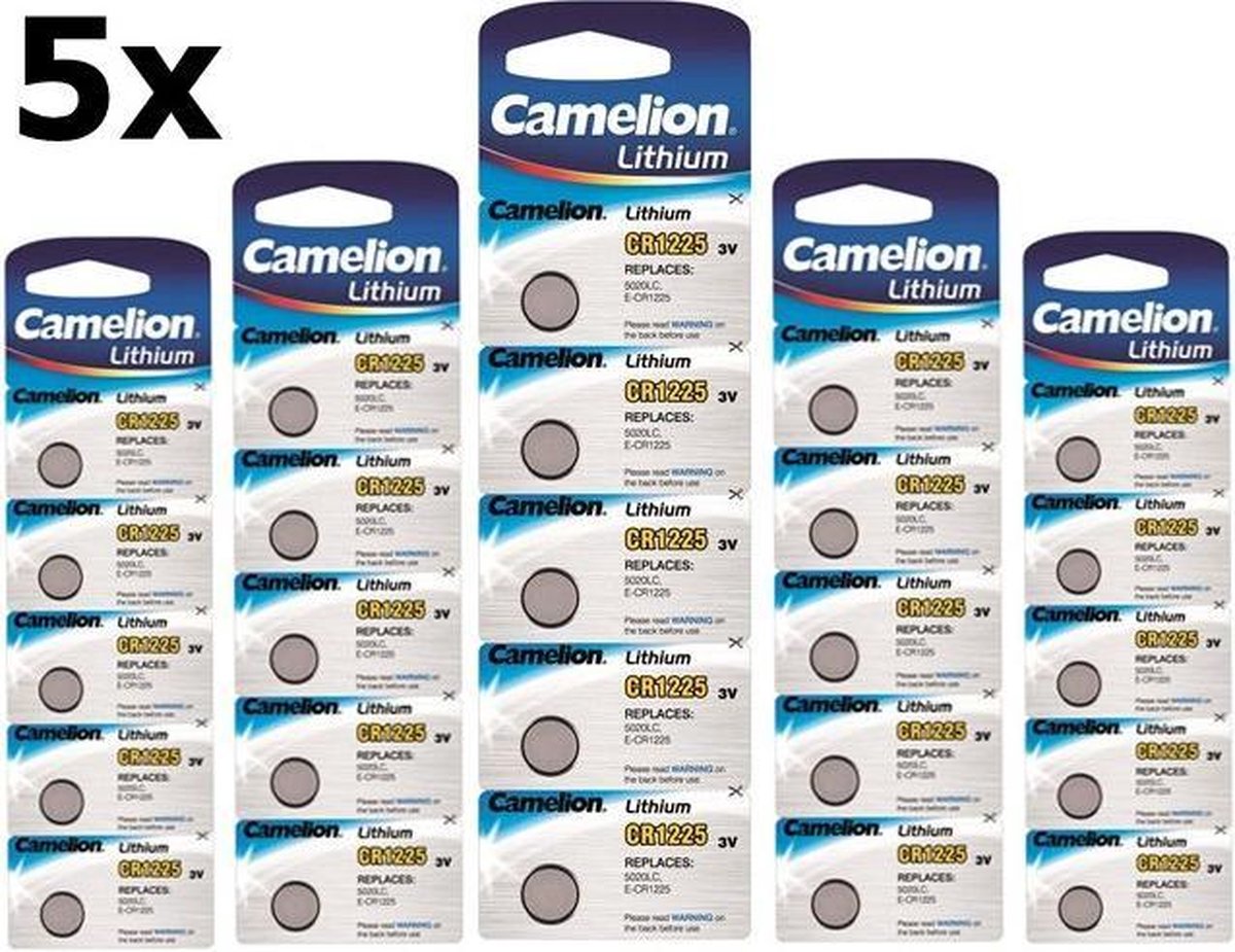 25 Stuks (5 Blister a 5st) Camelion CR1225 48mAh 3V batterij