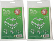 20x stuks plastic kattenbak afvalzakken wit 51 x 20 x 46 cm - Kattenbakzakken