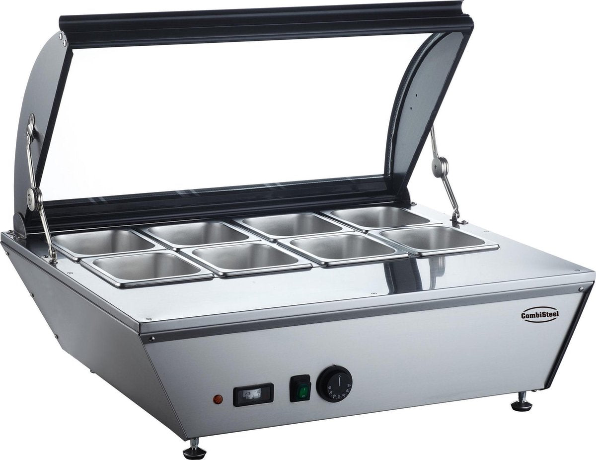 Professionele Warmhoud Opzetvitrine | 8x 1/6 GN | Combisteel | 7487.0085 | Horeca