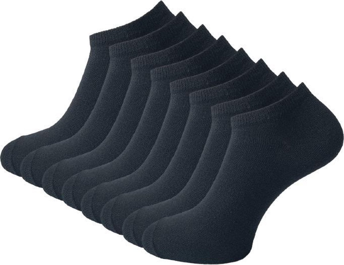 8 paar Sneakersokken - VANSENZO - Basic - Zwart - Maat 39-42