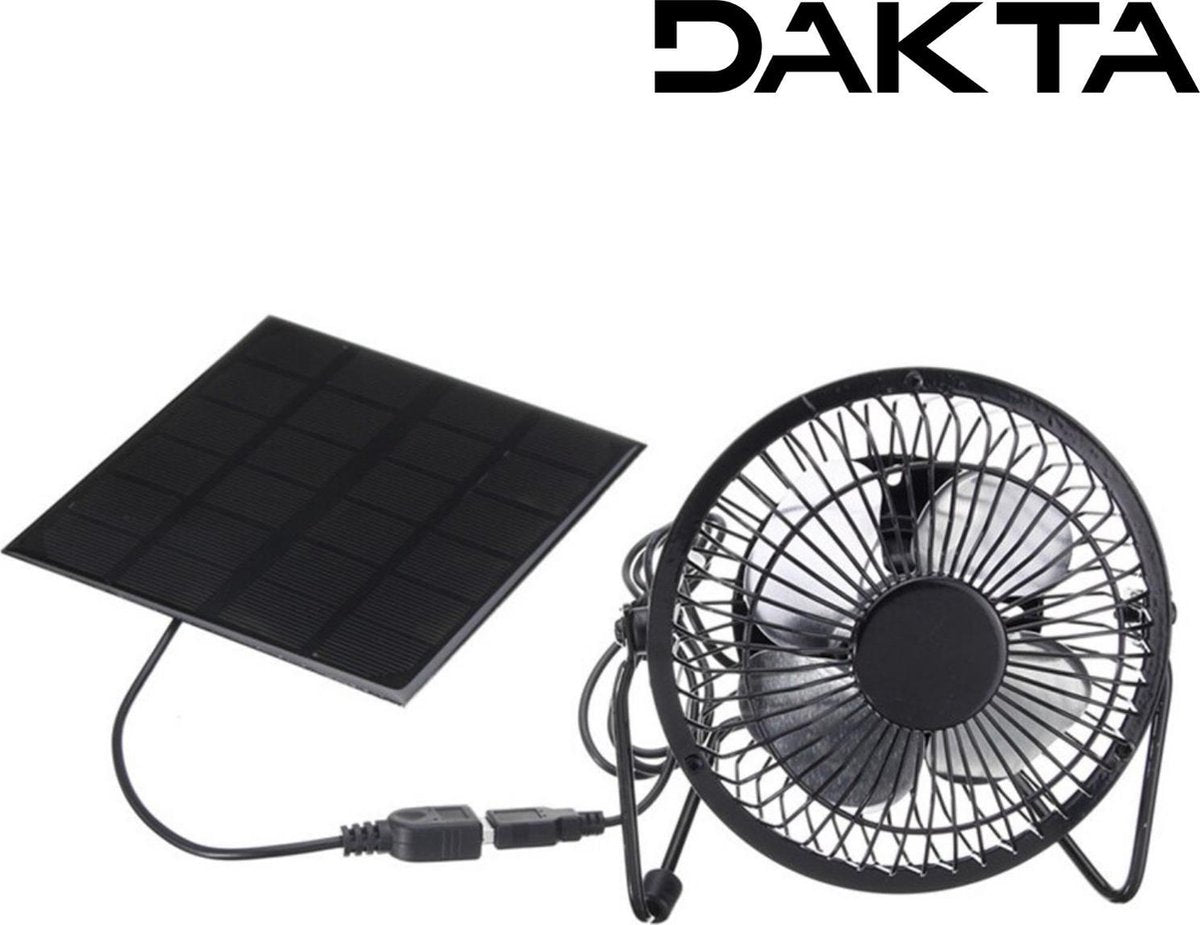 Dakta® Ventilator | Mini Airco | Ventilatie | Mobiele Airco | Draagbaar | Luchtkoeler | Koelsysteem | Compact | Ventilator | Tafelventilator | Mini ventilator | Werkt op zonne-energie