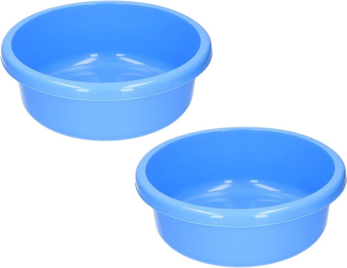 2x stuks kunststof afwasteil blauw - 9 liter - afwasbak / teiltje