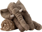 Pluche Olifant met knuffeldekentje - Knuffel met deken - Olifant grijs - Kraamkado - b=45 h=40 cm