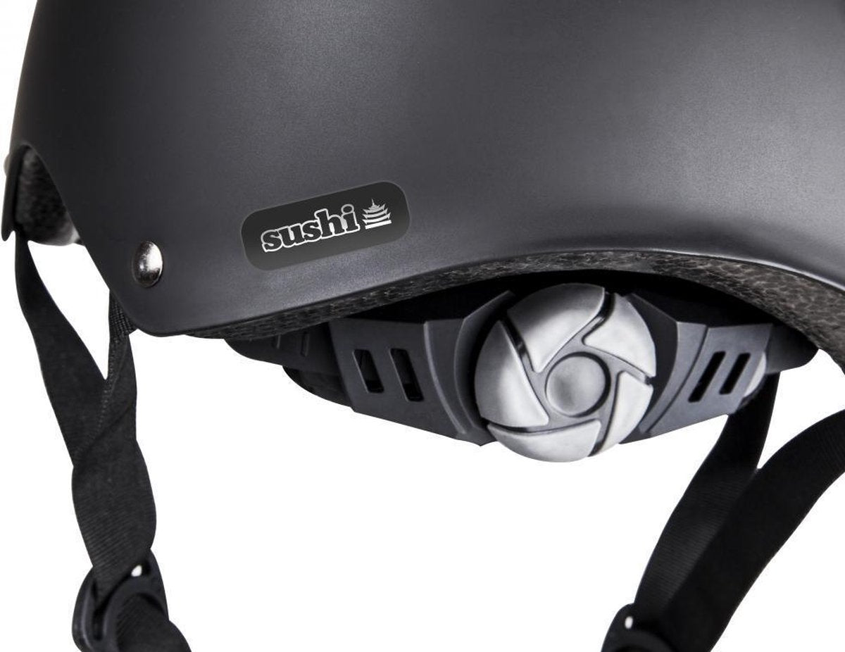 Sushi Skatehelm - met Draaiknop - Zwart  - Maat S/M - Maat 50 - 53cm