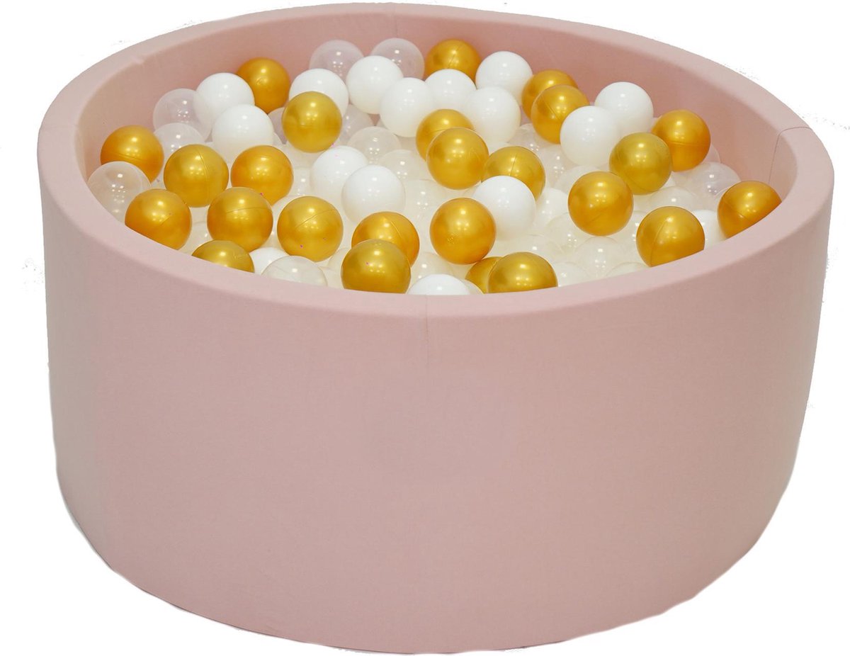 Ballenbak Roze 90x40 met 250 ballen Wit