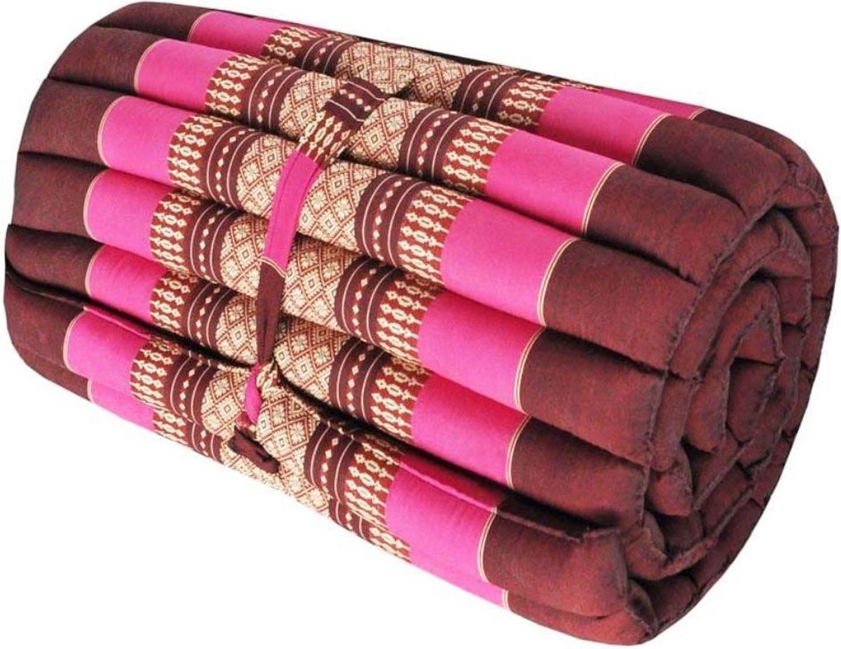 Opvouwbaar matras - Vloerkussen - Meditatiemat - Vloermatras - Rolmatras Thais - Thais kussen - Roze (180x78)