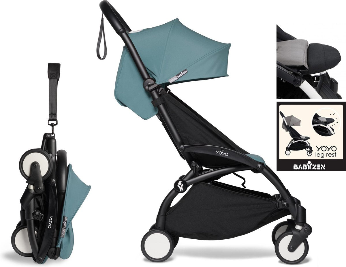 Babyzen YOYO² buggy vanaf 6 maanden inclusief beensteun -  aqua met frame zwart