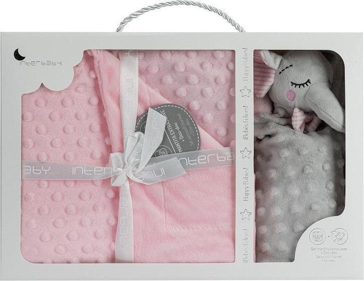 Interbaby Babydeken En Knuffeldoekje 80 X 110 Cm Fleece Roze