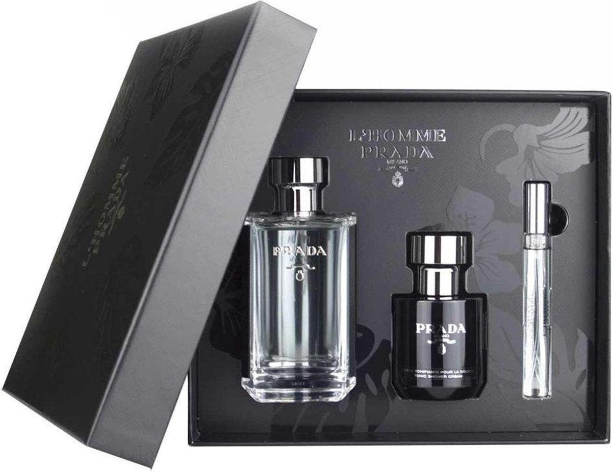 Prada L'homme by Prada   - Gift Set - 100 ml Eau De Toilette Spray + 10 ml Mini EDT Spray + 100 ml Shower Cream