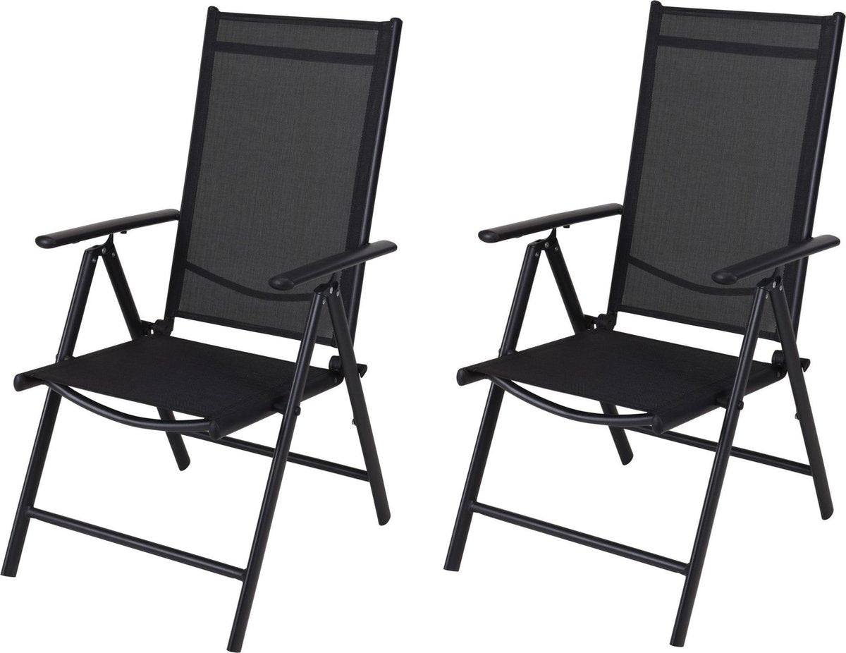 4goodz set 2 stuks Lichtgewicht Campingstoelen 8 standen - Zwart