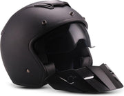 Moto S78 Mat Black Jethelm politie helm voor scooter of motor met zonneklep L Large hoofdomtrek 59 / 60 cm