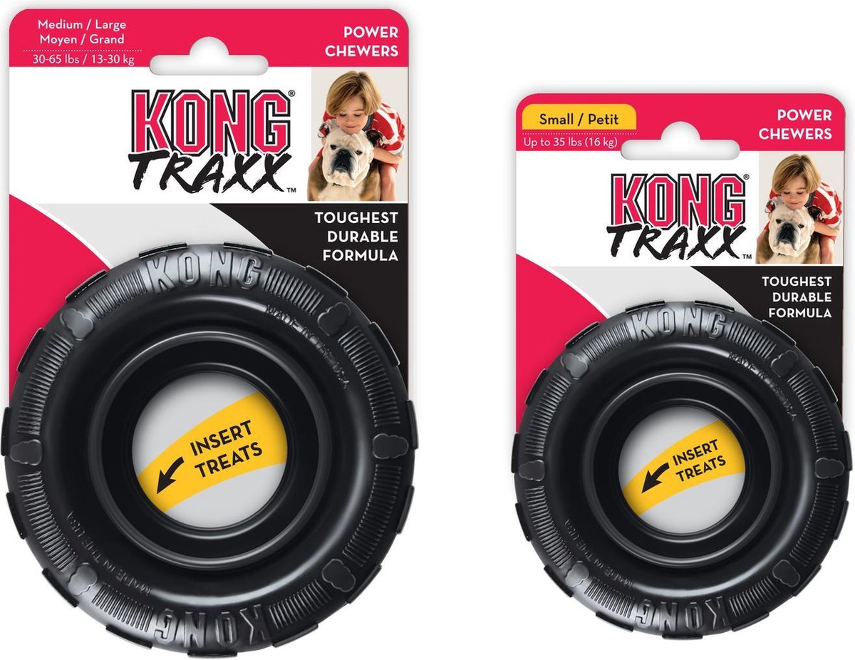 Kong Traxx Hondenspeelgoed - Rubber -  M/L- Zwart