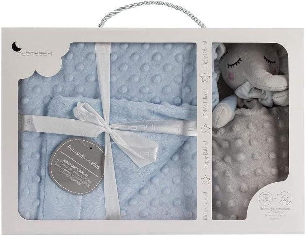 Interbaby Babydeken En Knuffeldoekje 80 X 110 Cm Fleece Blauw