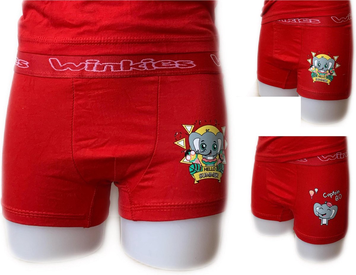 Embrator 2-stuks Jongens Boxershorts met opdruk rood maat 104/110