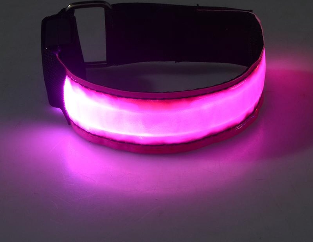 XL - 32cm - LED Hardloop Armband - Fiets - Outdoor Sport Armband - Reflecterende Hardloop Verlichting - ROZE