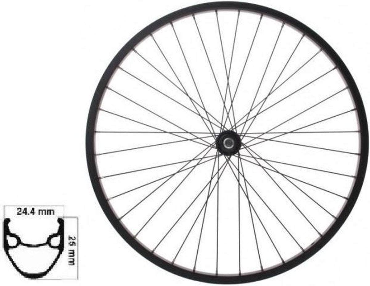 Hzb voorwiel 24 inch etrto 507 alu vaste as zwart