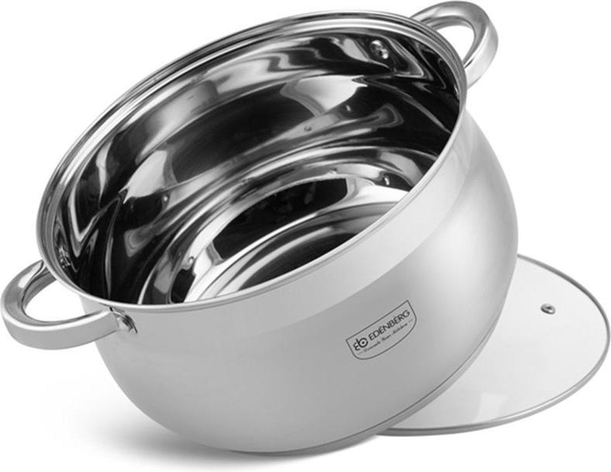 Edënbërg Classic Line - RVS Kookpan met deksel - Ø 26 cm - 8.2 L - 5-Laags Bodem!