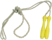 Springtouw jute 250 cm beukenhouten handvat geel