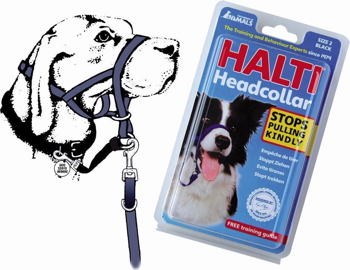 Halti anti-trek halsband nr. 0 - Zwart -bv voor dwergteckel