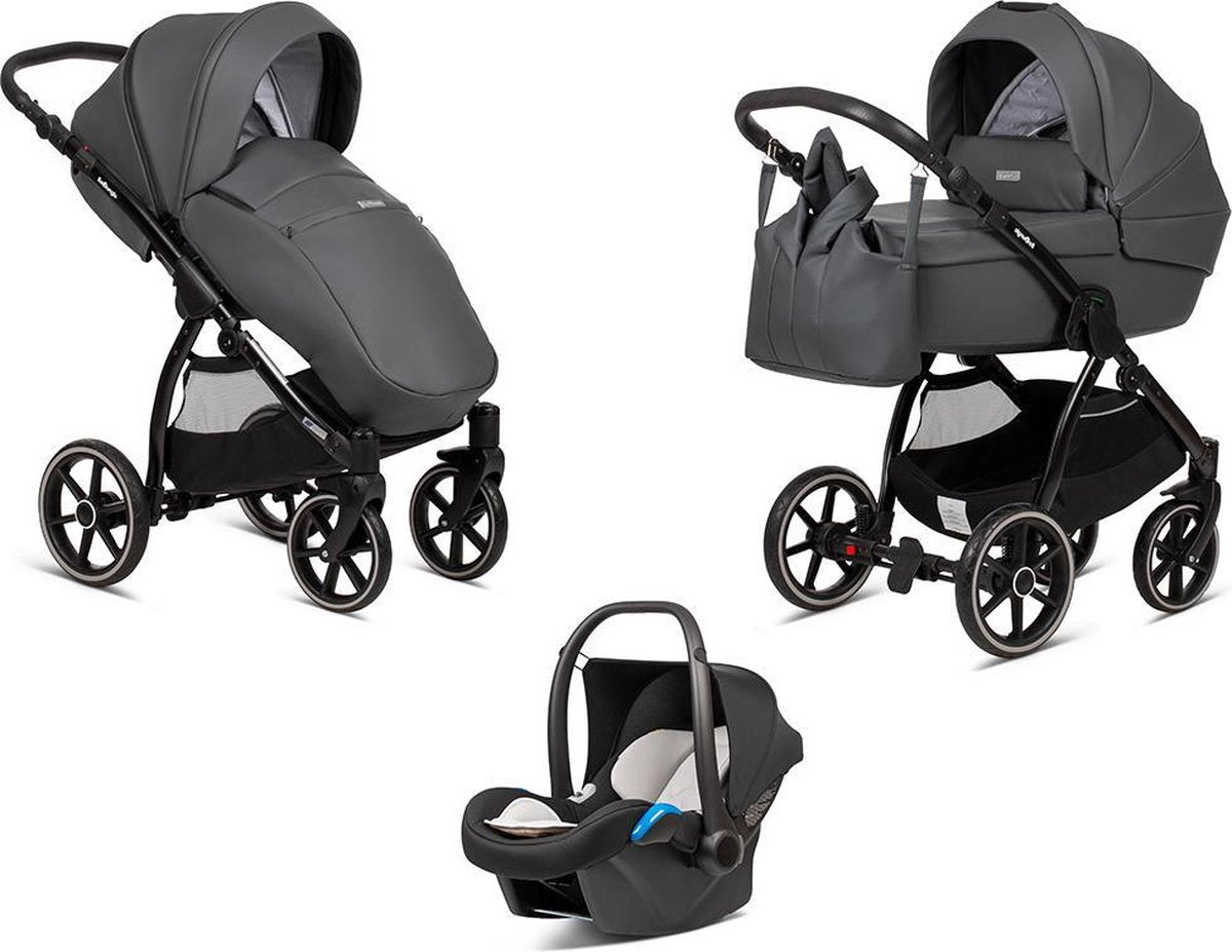 B-Shadow Grey Kinderwagen - Suvvy Frame - Full Option - Met autostoel