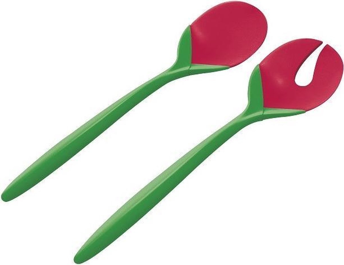 Zak!Designs Kitchen & Garden Saladebestek - Tulip - 28 cm - Watermelon Green/ grapefruit