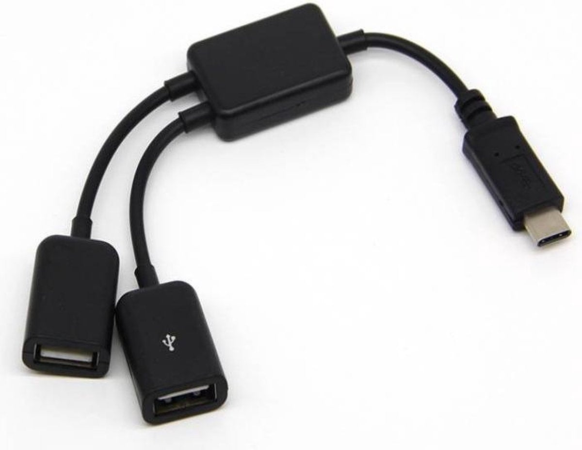 Coretek USB-C hub met 2 USB-A poorten - busgevoed - USB2.0 / zwart - 0